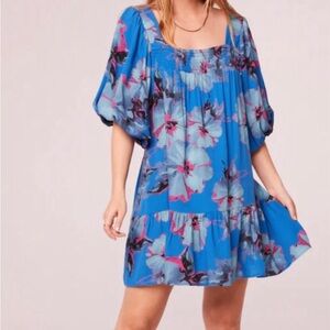 Band of the Free Lapis Blue Slate Soria Tropical Floral Dress NWT Women’s Size L